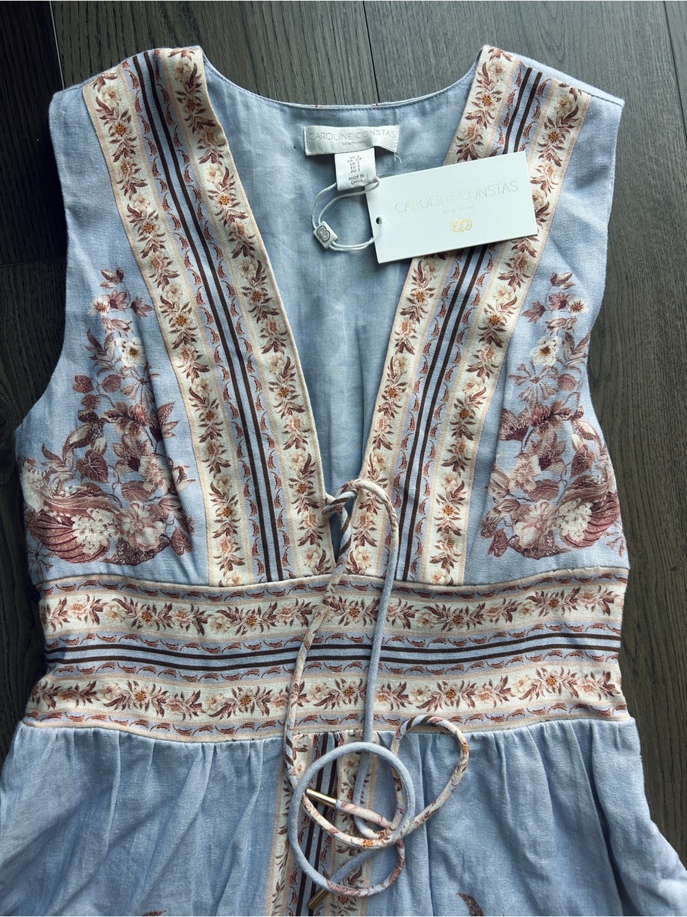 Caroline Constas Floral Linen Blend Maxi Dress NWT size Small - Picture 2 of 5